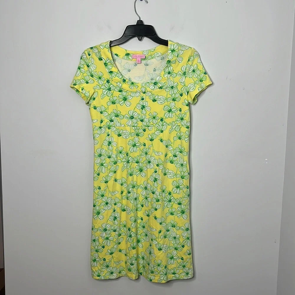 Lilly Pulitzer Kelsea Yellow Floral Shirt Dress